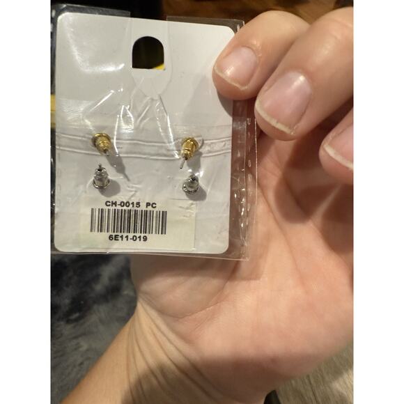 2 Pairs Cross Earrings Black Rhinestone Gold Tone and Diamond Stud Earrings 4PC - Picture 8 of 8